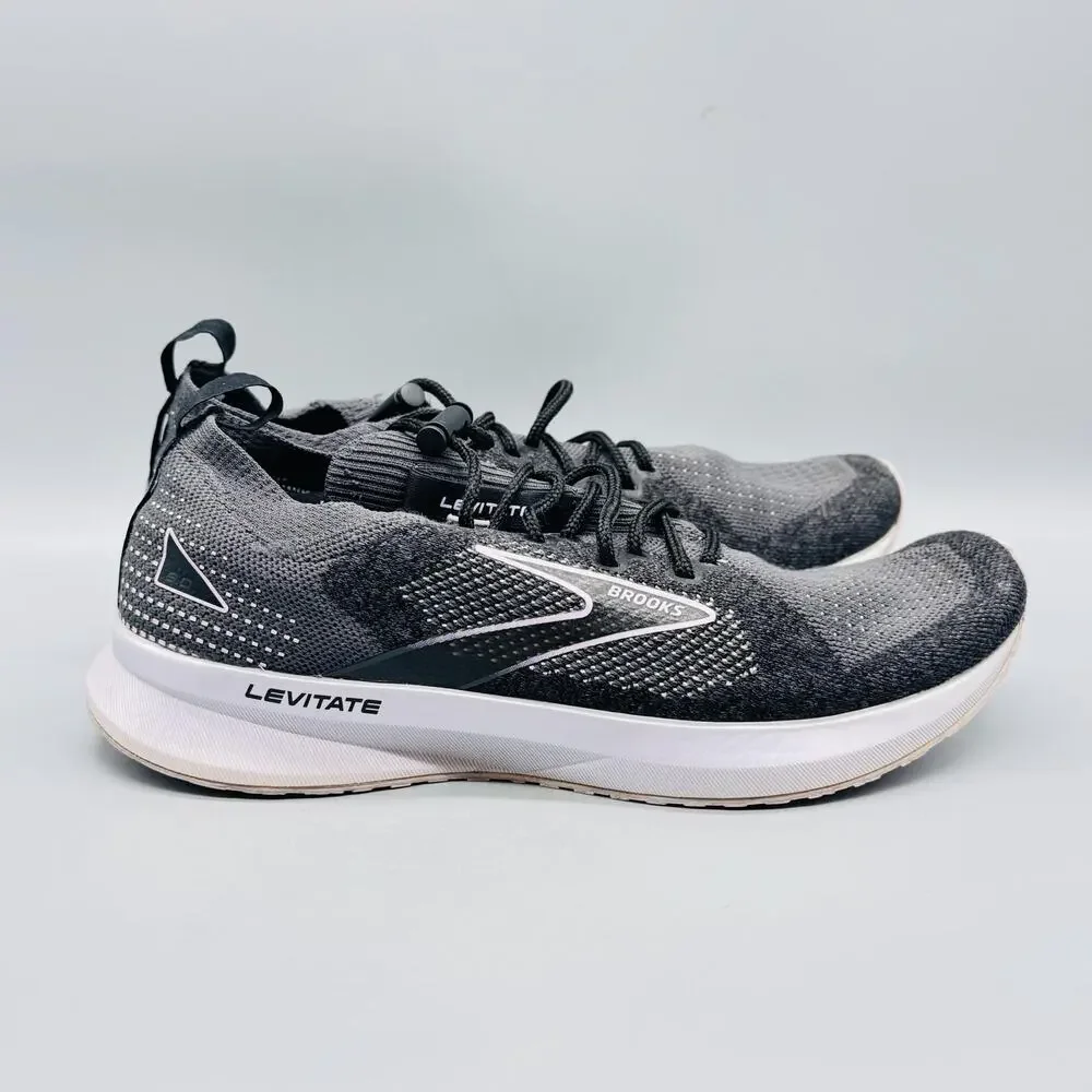 Brooks Shoes Women 9.5 Black Gray Levitate StealthFit 5 Running Athletic Sneaker